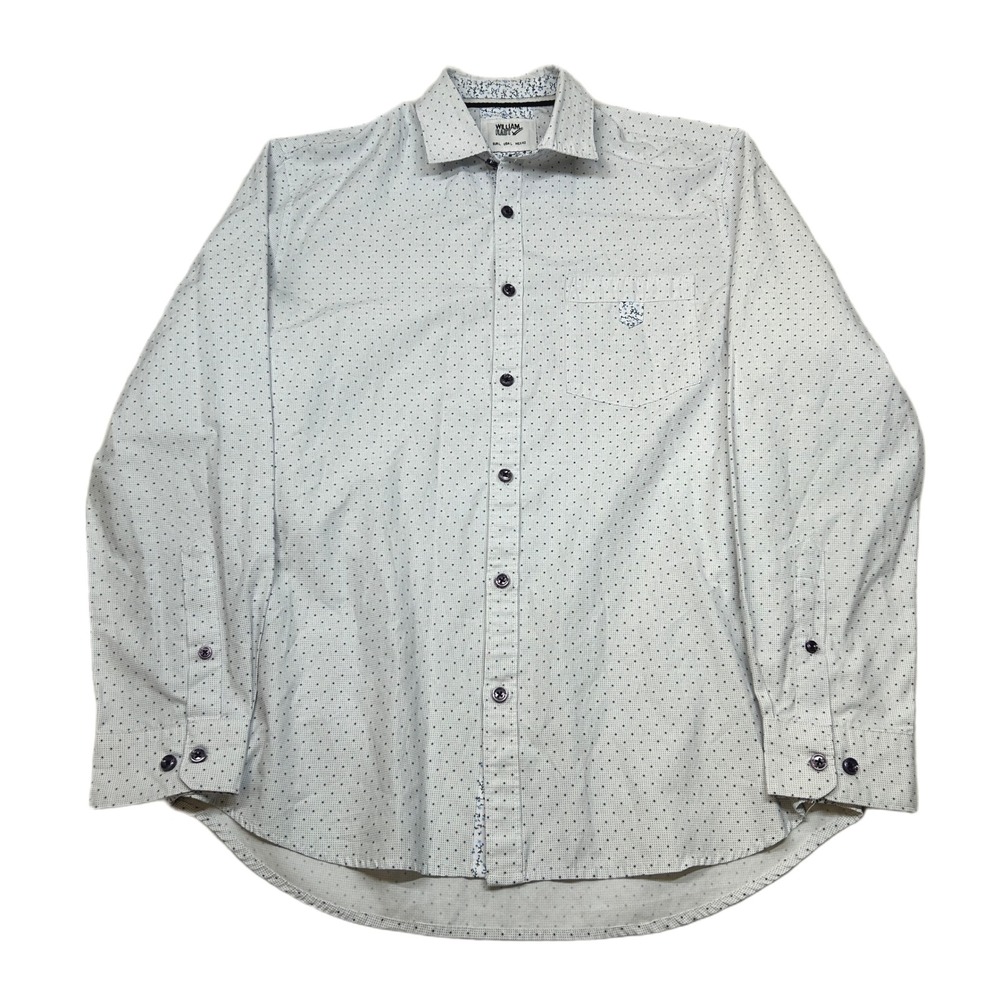 William Rast Dotted Shirt Mens‎ Large White Geometric Long Sleeve Button